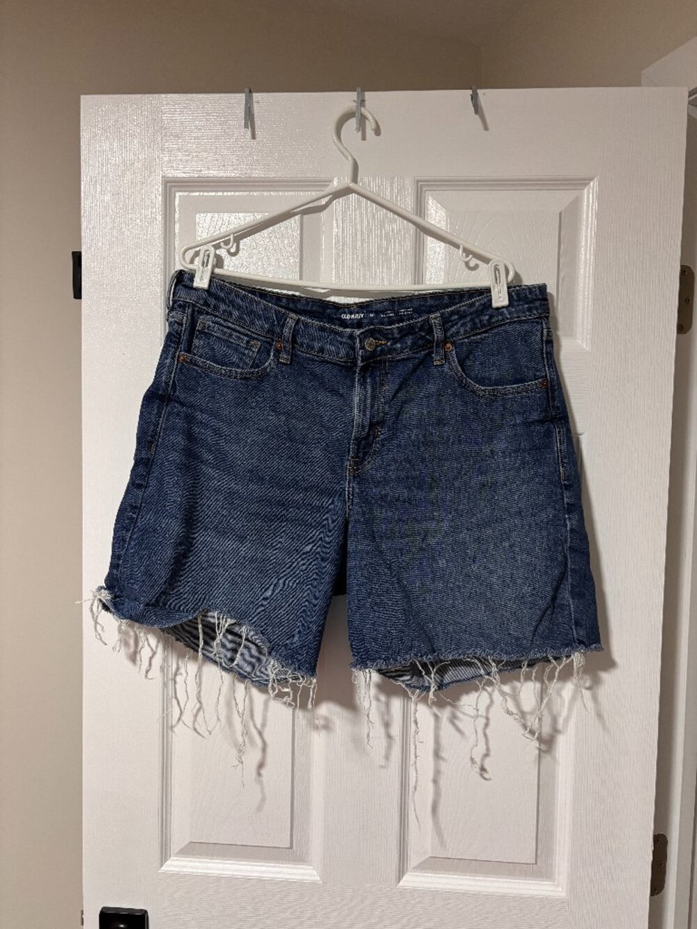 Cut-Off Denim Shorts | Raw Hem Jean Shorts | Mid Wash (Size 16)